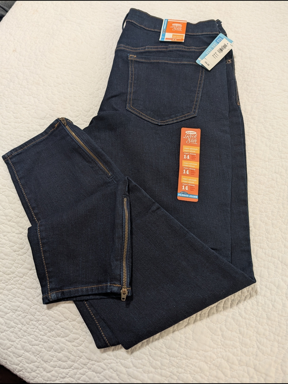 Dark Indigo Skinny Jeans with Ankle Zips